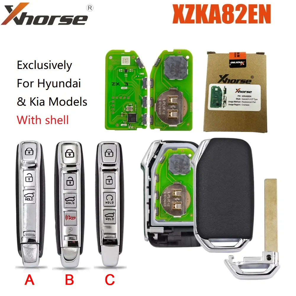 Placa PCB Universal Xhorse XZKA82EN exclusivamente para modelos Hyundai Kia llave de coche inteligente VVDI control remoto inteligente 3/4 botón con carcasa de llave