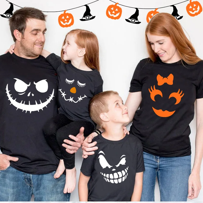 

2022 Halloween Family Shirts Costume T Shirt Happy Halloween Funny Kid Shirt Boy TShirt Girls Clothing Children Matching Clothes