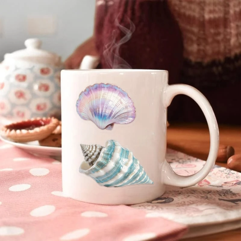 

96GE 50PCS Reusable Transparent Shell Stickers PET Material Removable Decals For Laptop Phone Luggage Skateboard Creative