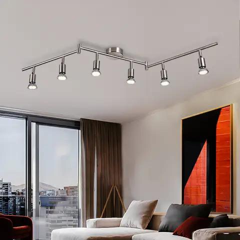 GU10 Living Room Ceiling Light Chrome/Black Ceiling Spotlight Kitchen Island Bar Ceiling Lamp AC85-260V 4/6 Lamps House Ceiling