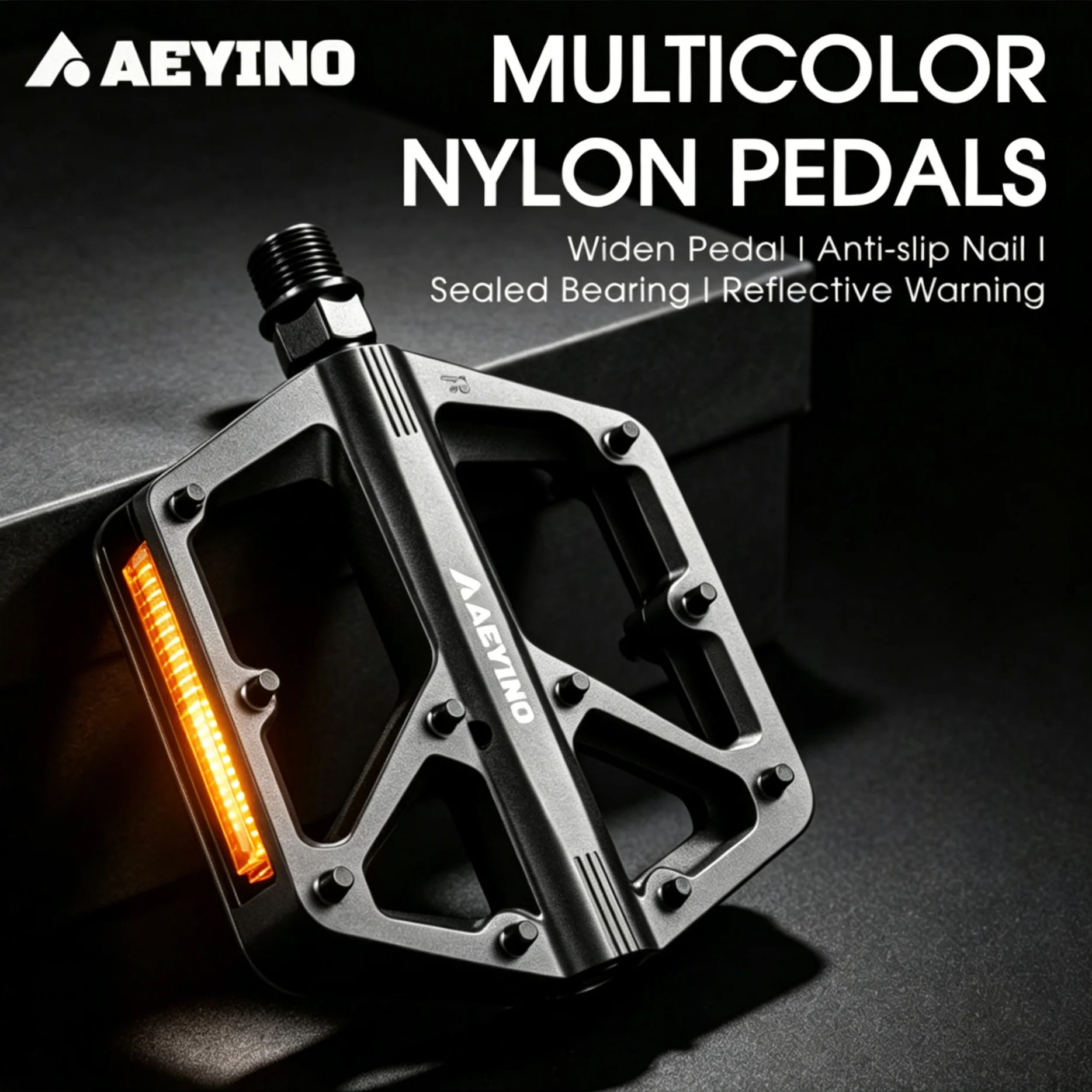 

AEYINO Ultralight Bicycle Pedals Nylon BMX MTB Bike Pedal Seal Bearings Anti-slip Safety Reflector Flat Platform Bicycle Parts