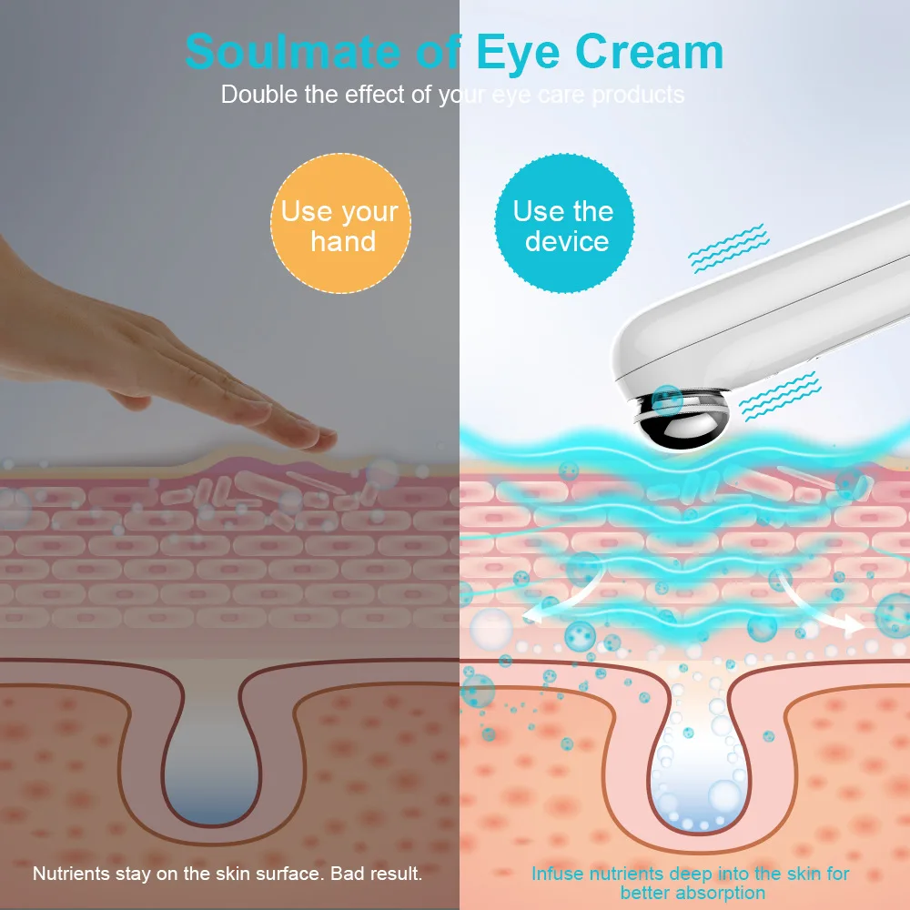 휴대용 전기 눈 마사지 도구, 미니 마사지 펜, 릴렉스 장치, 리프트 페이스 진동 스틱, 헬스 케어, 화이트