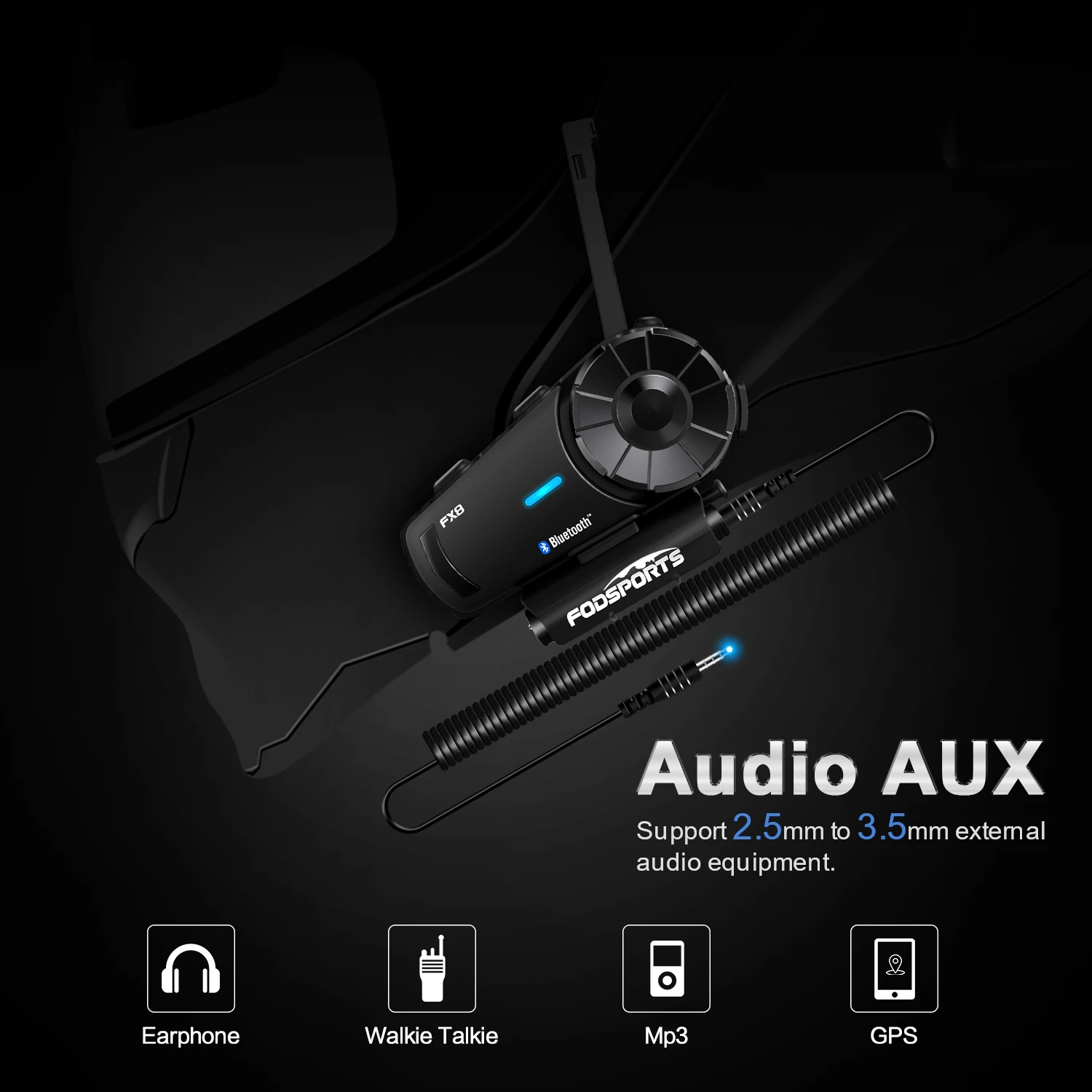 Fodsports FX8 Helmet Intercom Motorcycle Helmet Bluetooth Headset 8 Rider 2000m Moto Intercomunicador,FM Radio