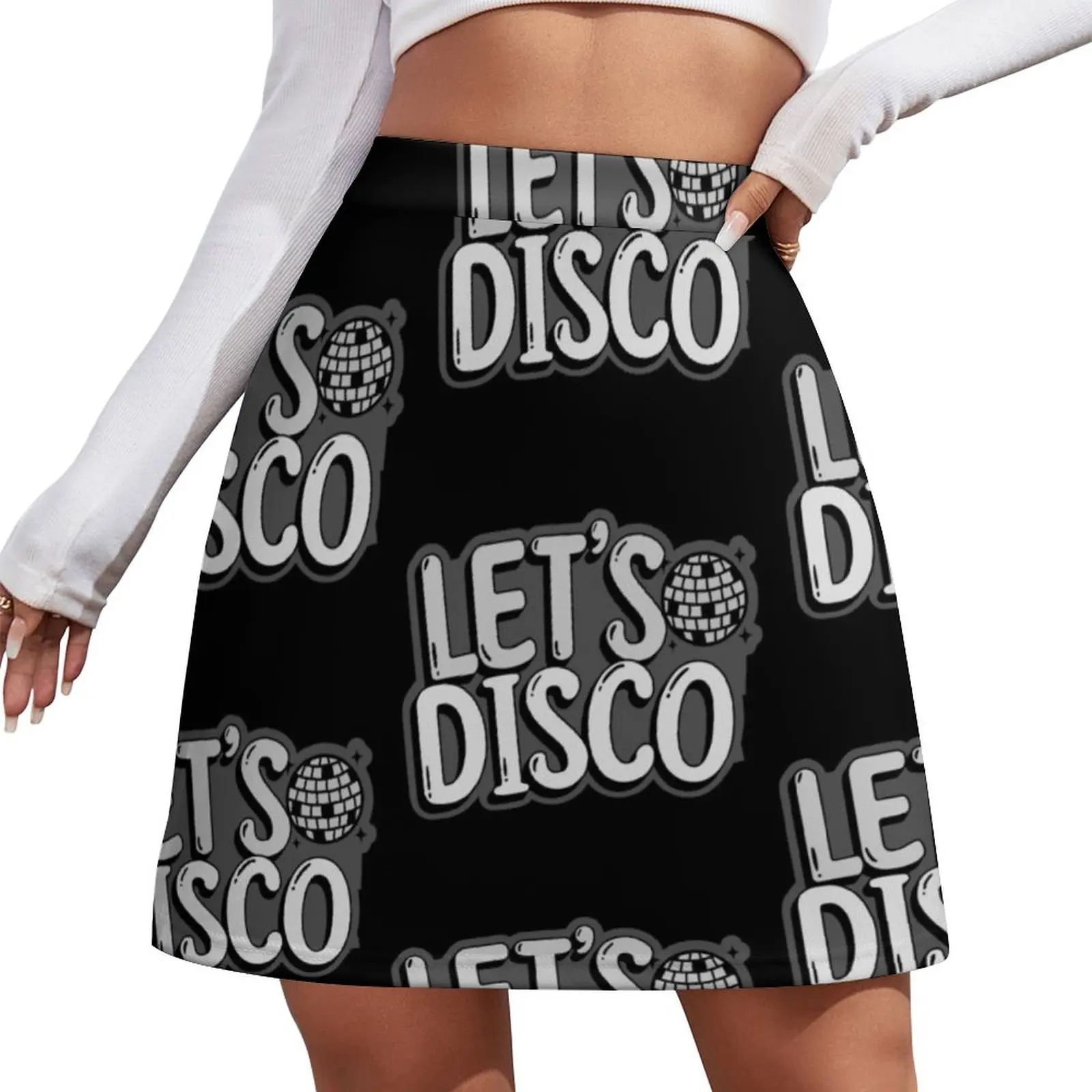 

DISCO - Let's Disco Mirror Ball (Grey) Mini Skirt Women's summer skirt korean clothes ladies clothes for woman Mini Skirt