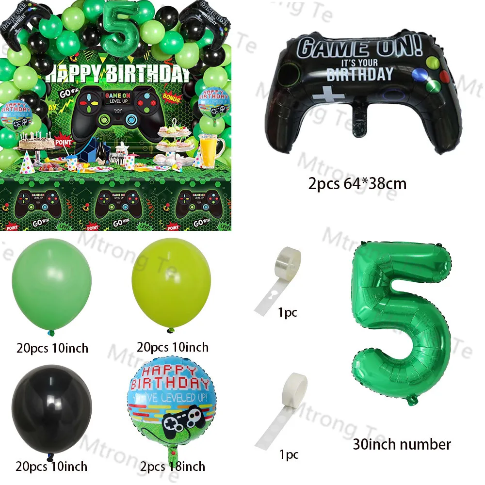 67pcs Number Balloons Black Gamepad Boy Game On Foil Balloon Birthday Party Decorations Kids Toy Match Props Gaming Balloon Gift