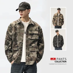 Men Camouflage Cargo Shirts High Quality Durable Outdoor Hiking Sport Daily Military Style Casual Youth Pocket Breasted Camicia