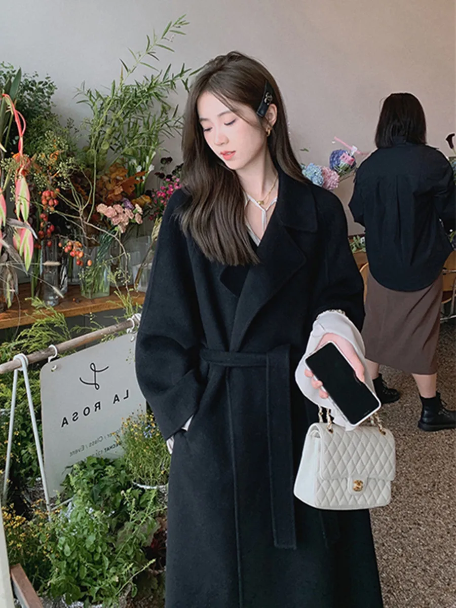 

Bla Double-Sided Camere Woolen Coat Women's Mid-Length Korean Sle Slimming High-End Woolen Jaet Winter New Arrival