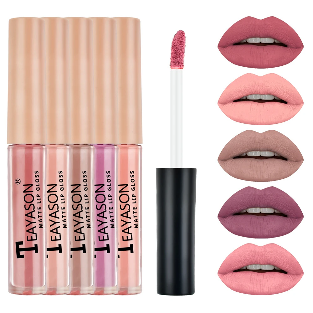 Juego de 5 Labiales Impermeables, Labiales Sexys de Halloween, Labiales Mate de Terciopelo, Maquillaje de Labios, Cosméticos Labiales Mate