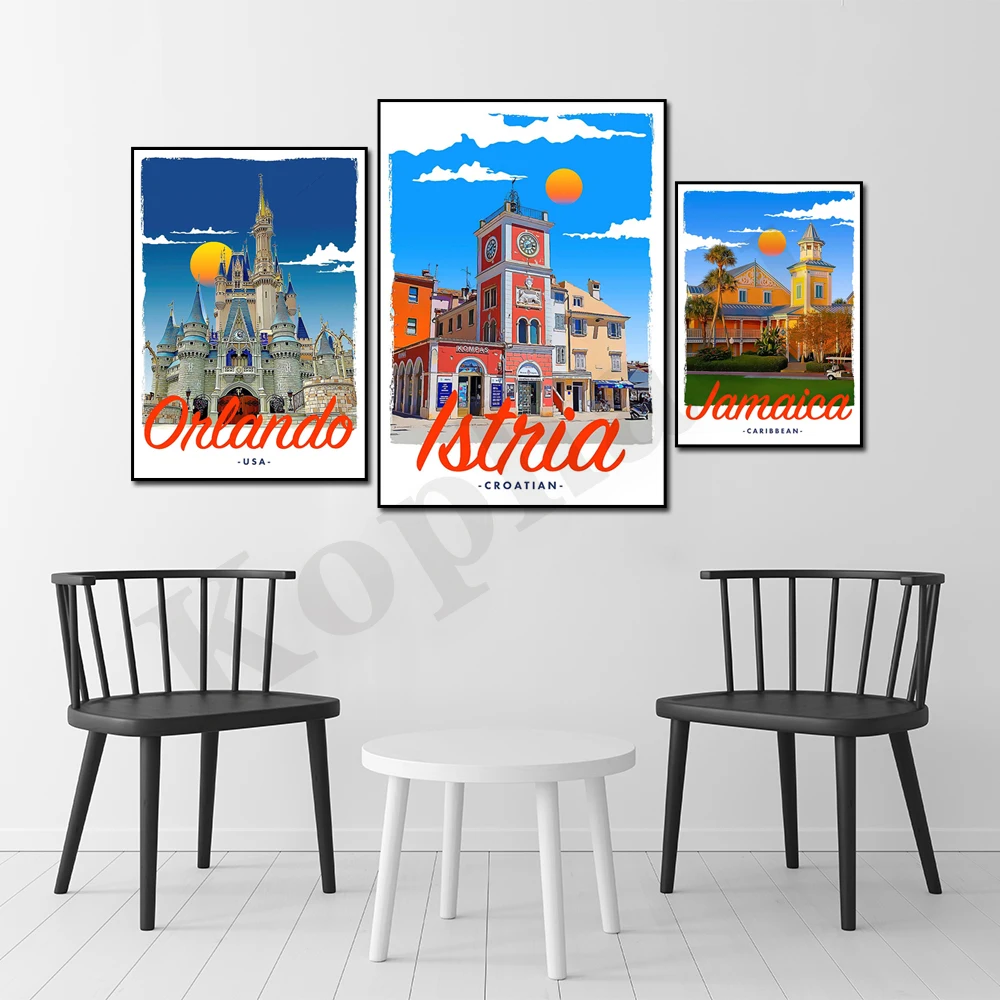 إيبيزا ناكسوس كاريبي أبوليا أنطاليا استريلا أورلاندو بينيكاسيم. مشهد السفر في المدينة. ديكور المنزل قماش اللوحة