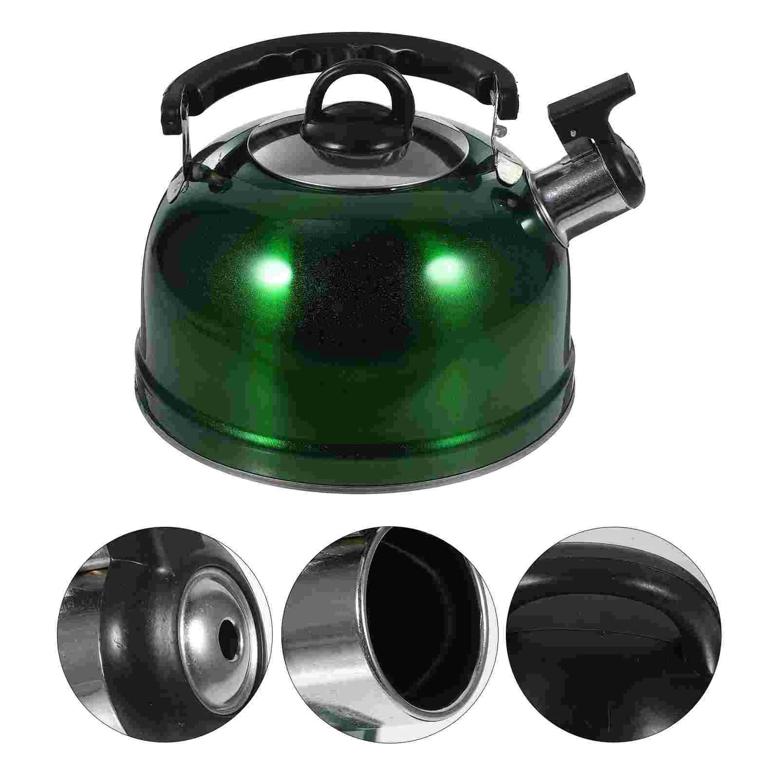 

Stainless Steel Spherical Kettle 3L Green Large Capacity Flat Bottom Whistling Boil Water Kettle Portable Camping Home Use Safe