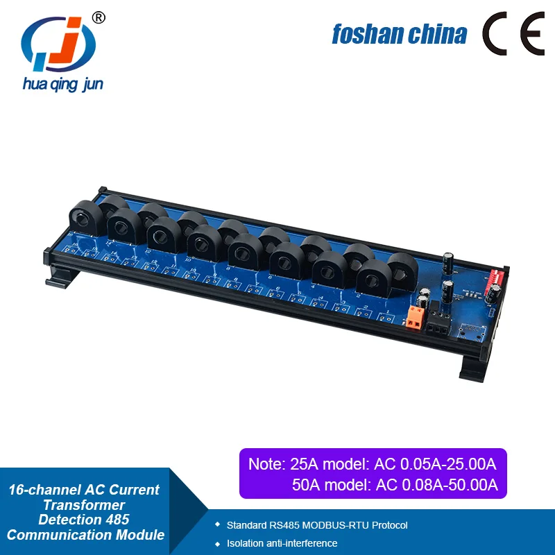 Chingjun 16-Channel RS485 LAN AC Current Transformer Detection Module Modbus RTU Modbus TCP 25A 50A Current Data Module