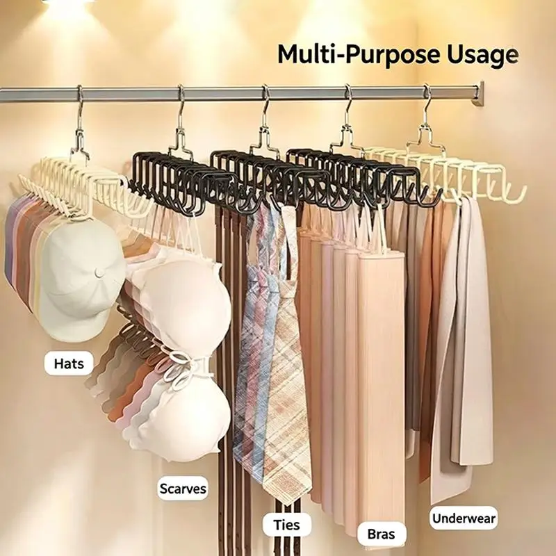 20-Hook Clothes Hanger Rotates 360° For Hanging Underwear Scarves Belts Ideal For Homes And Dorms Anti-Slip Storage Hanger
