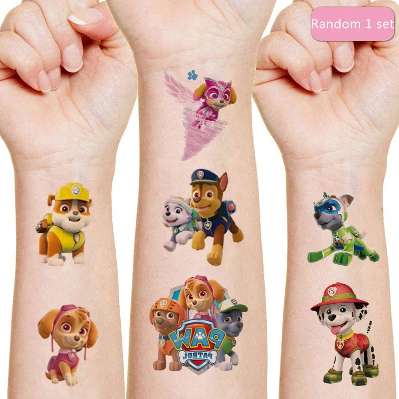 Unique Paw Patrol Tattoo Sticker Puppy Toys Pat Patrouille Chase Anime Stickers Toy for Children Boys Girls Birthday Kids Gift