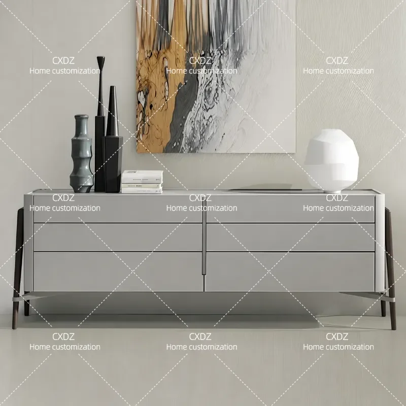 Nordic Solid Wood Side Cabinet Modern Simple Entryway Storage Chest Bedroom Bedside Locker Six Drawer Dresser for Living Room