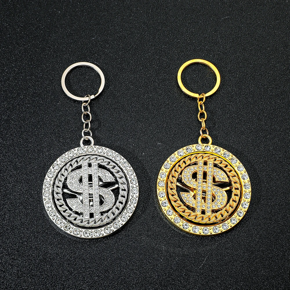 

Men Gold Color Dollar Sign Keychain Cuban Chain,Hip Hop Money Dollar Pendant Keyrings, Music Festival Party Gifts Accessories