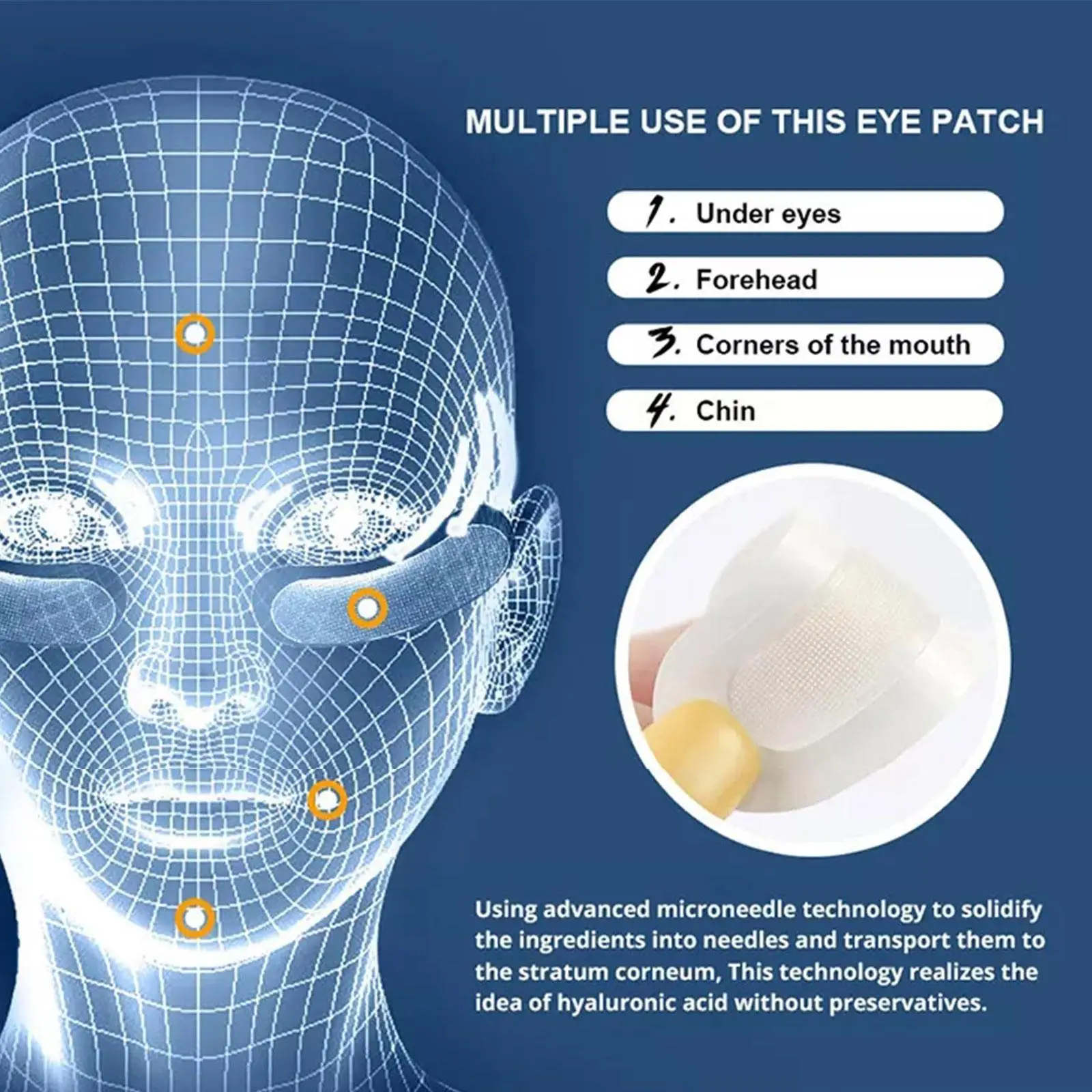 Hyaluronic Acid Microneedle Eye Patches Mask For Anti Wrinkle Aging Dark Circles Moisturizing Under Eye Gel Pads Skin Care