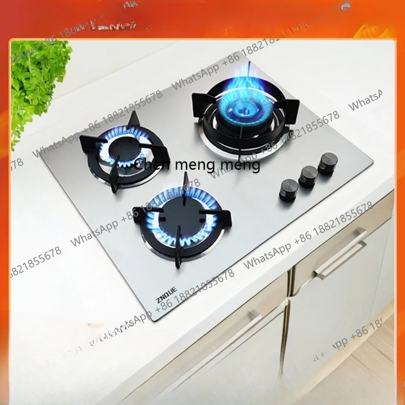 

Three-eye gas stove Household stainless steel multi-head gas stove Embedded natural gas square fire stove