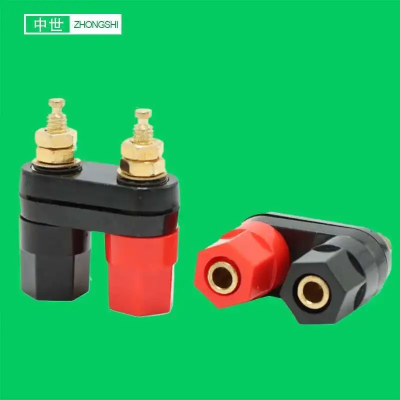 

M5*40.6 Double 2Way Binding Post Copper Gold Plated 4Mm Banana Socket Hexagon Red And Black Joint Terminal Block