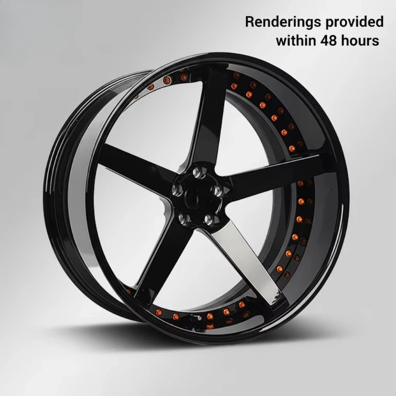 

New Super Deep Concave 2-PC Forged Wheels for Luxury Performance Cars 10,000 Ton Forged 40mm ET Black Finish Rims