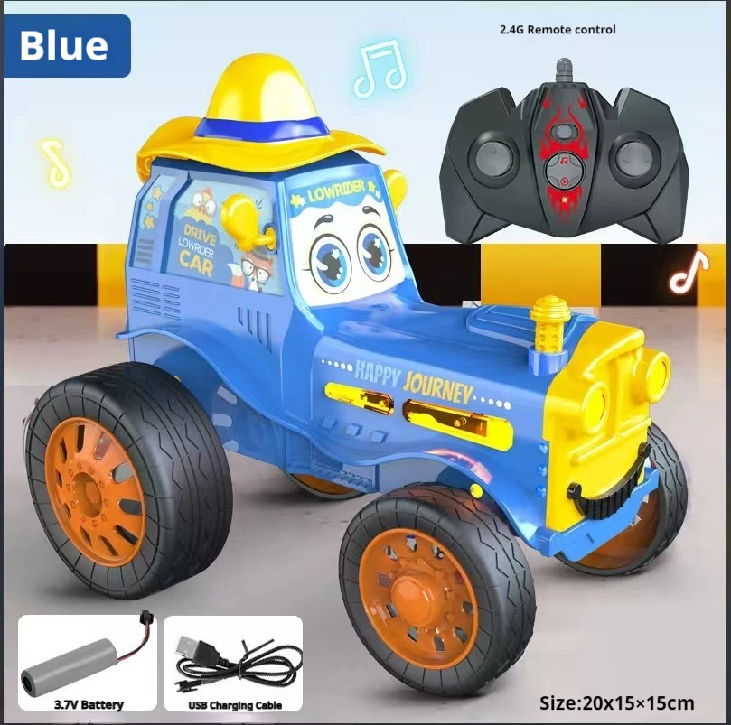 New Unique Dance Stunts Train Remote Control Car Lighting Music Swinging Flipping Charging Children'S Toy Car  Swinging Stunt