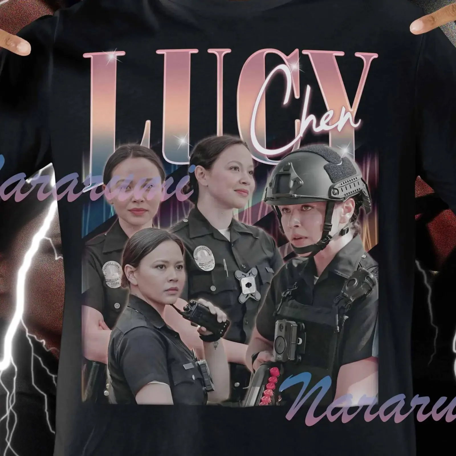 Vintage Lucy Chen Bootleg T Shirt The Rookie TV Series Fans Casual Merch Soft All match vintage Washed Breathable homme