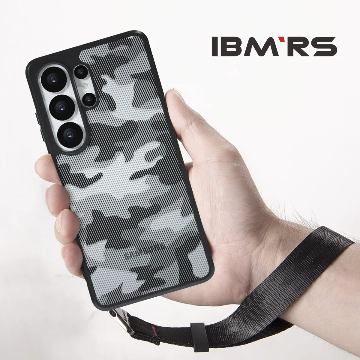 IBMRS for Samsung Galaxy S26 Ultra Case, Camouflage Shockproof Cover with Wrist Strap, PC+TPU Dual Layer Heavy Duty