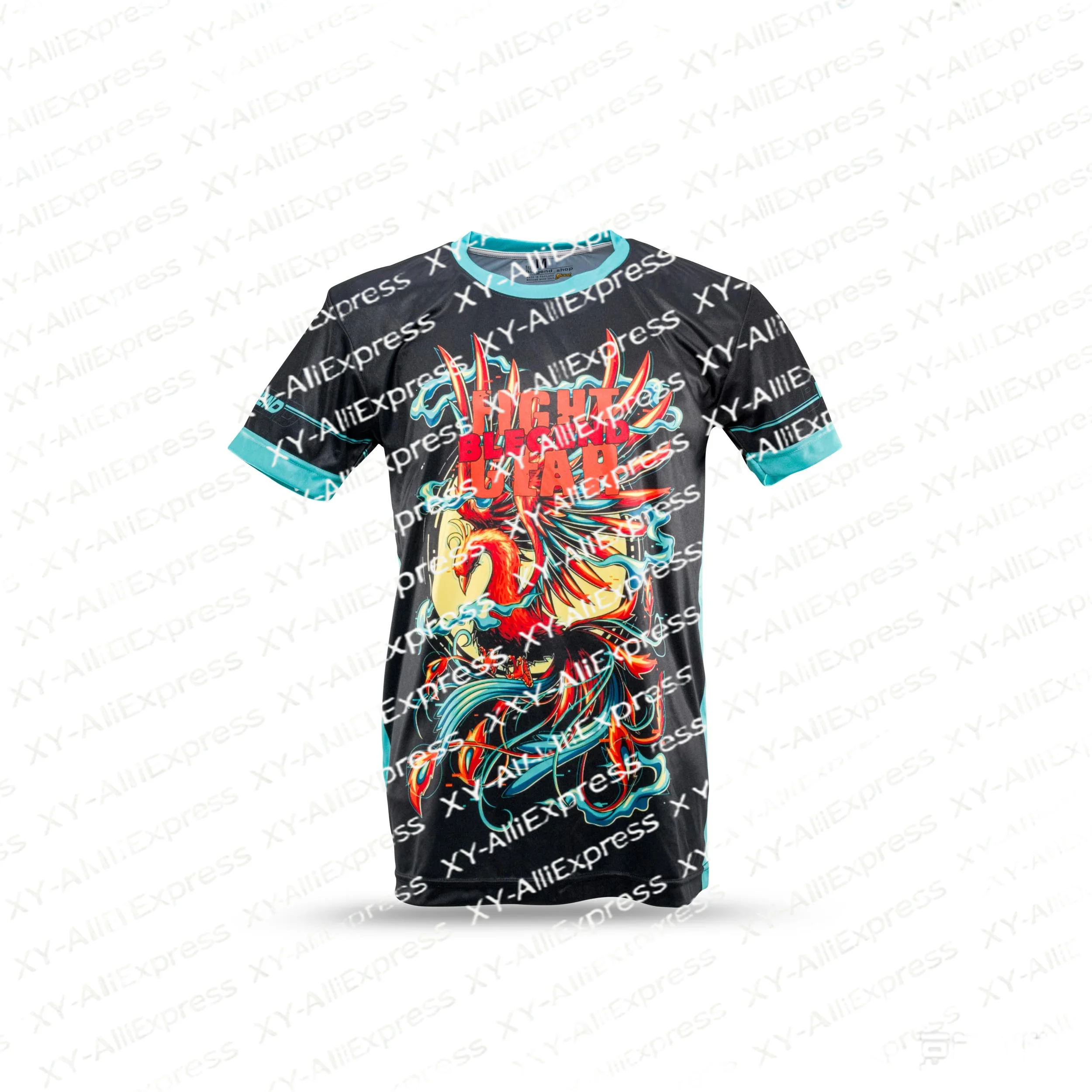 Men Athletic Short Sleeve Tee, Colorful Myth Beast Illustration Print Quick Dry T Shirt for Workout & Everyday Casual Wear