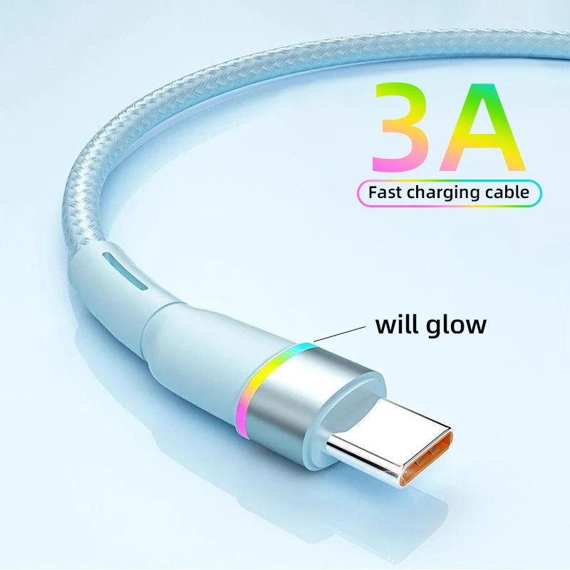 3A LED Lighting USB Type C Cable Fast Charging Cables For Huawei Xiaomi poco Samsung Redmi Charger Micro USB C Data Cable