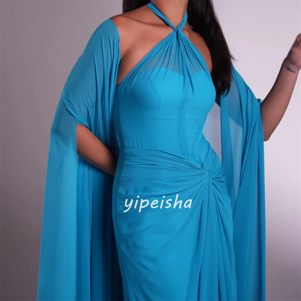 Abiti lunghi personalizzati con scollo all'americana dritto increspato in chiffon abbinato di alta qualità Abiti per occasioni su misura Taglie disponibili Classico
