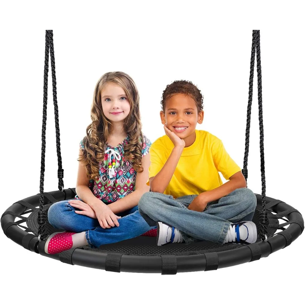 

Saucer Tree Swing -Kids Outdoor Disc Round Swing - 40" Heavy Duty 220lbs Seat- Easy Install Flying Saucer Web CircleSwing- Perf