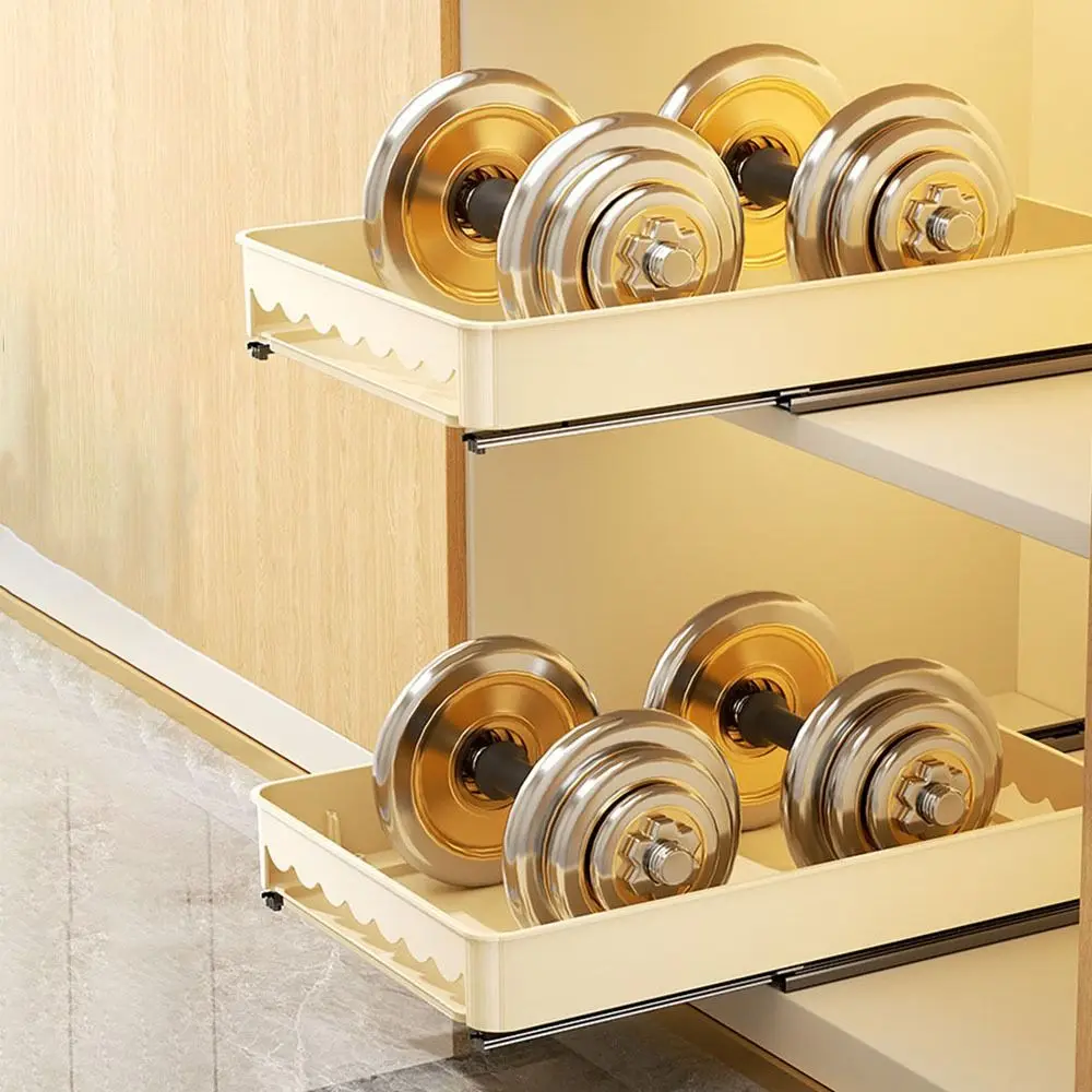 

Plastic Pull Out Dish Rack Punch-free Large Drawer-type Plate Drain Rack Space Saving Built-In Bowl Storage Rack for Home