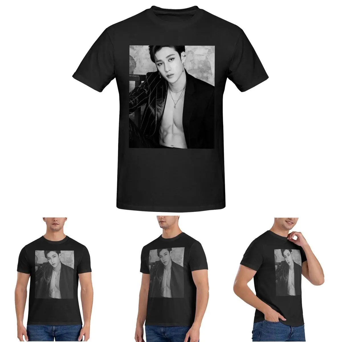 

Мужская футболка Bang Chan 1, хлопковые футболки большого размера, мужские футболки с коротким круглым вырезом, летняя одежда, топы, S-6XL