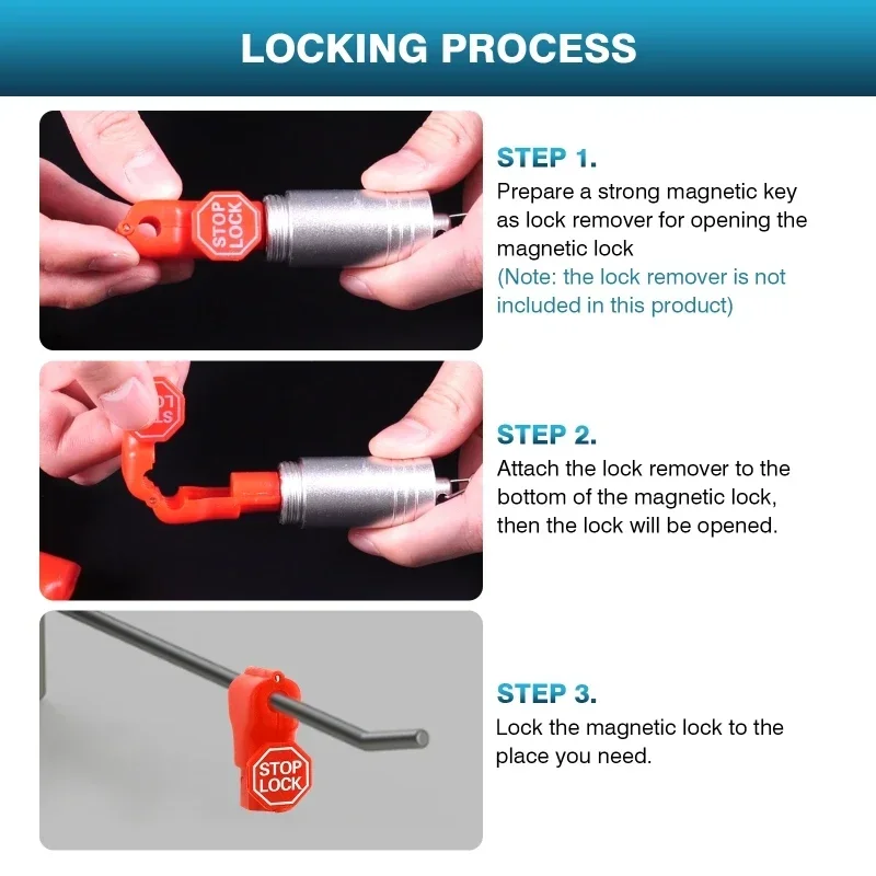 100pcs 6mm Plastic Anti-Theft Locks Unlock Device Retail Shop Peg Supermarket Hook Stop Lock Pegboard Safety Display Hook Lock