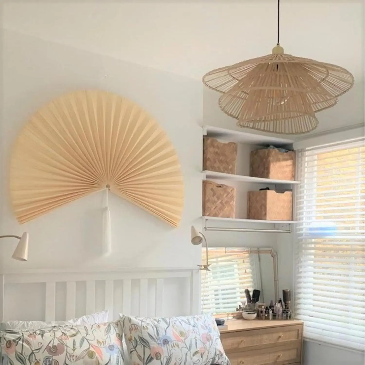 

Fan Wall Decor,Japanese Wall Fan Decor,Large Bamboo Fan Wall Art For Boho Hanging Headboard,Decorative Folding Fan For Over Bed