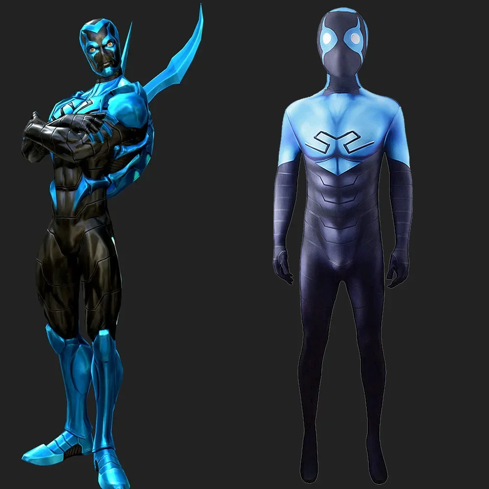 Costume da scarabeo blu Cosplay Costume di Halloween in spandex Costume da supereroe Zentai di scarabeo blu per bambini adulti