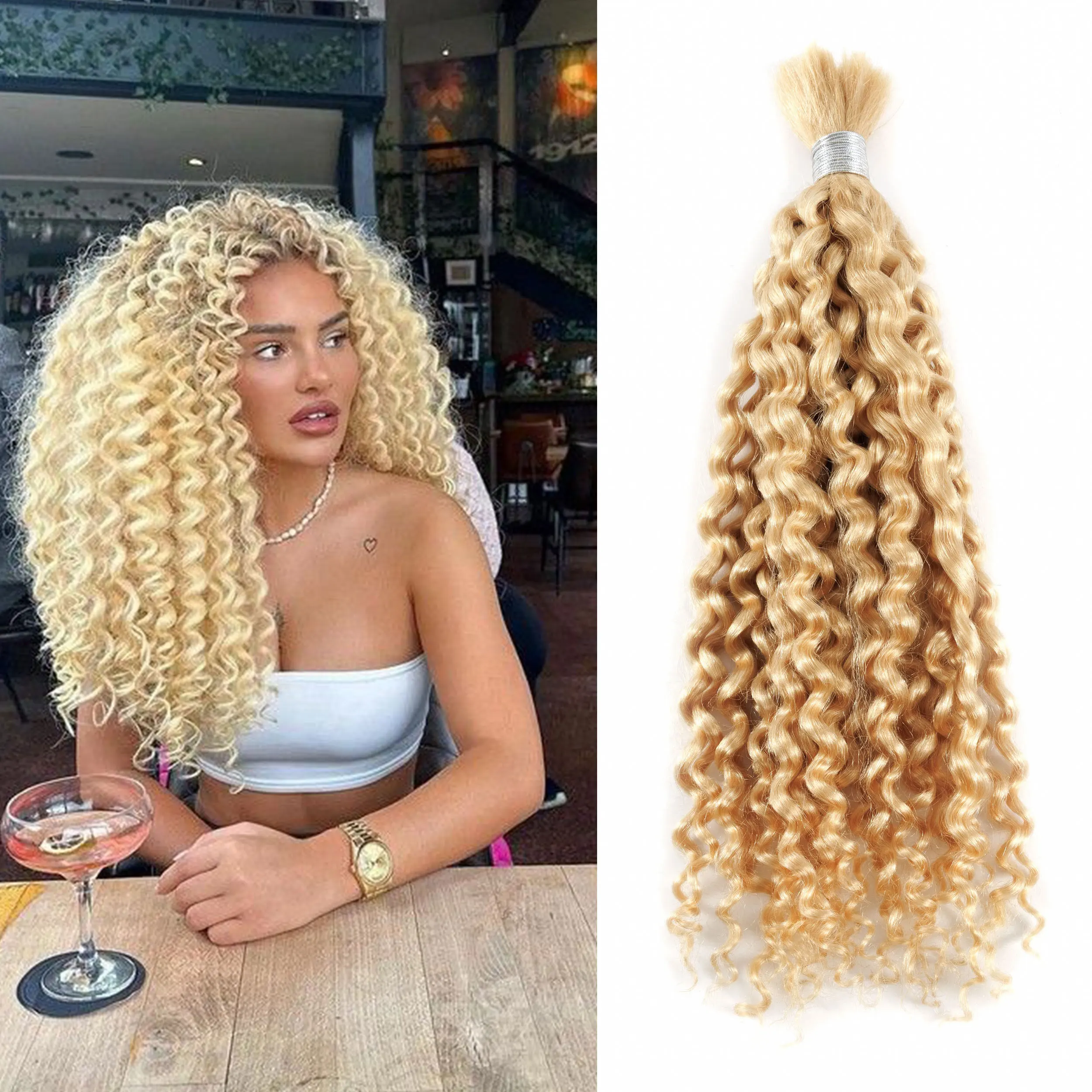 

Глубокие вьющиеся человеческие волосы, объемные 12А, необработанные волосы для плетения без утка, красочные, 100 г, бразильские натуральные плетения человеческих волос