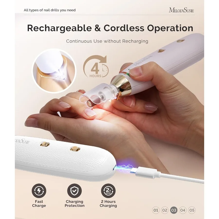 Professional Cordless 8in1 Electric Nail Drill with 20 Speeds for Precision Manicure and Pedicure Rechargeable EFile Designed f