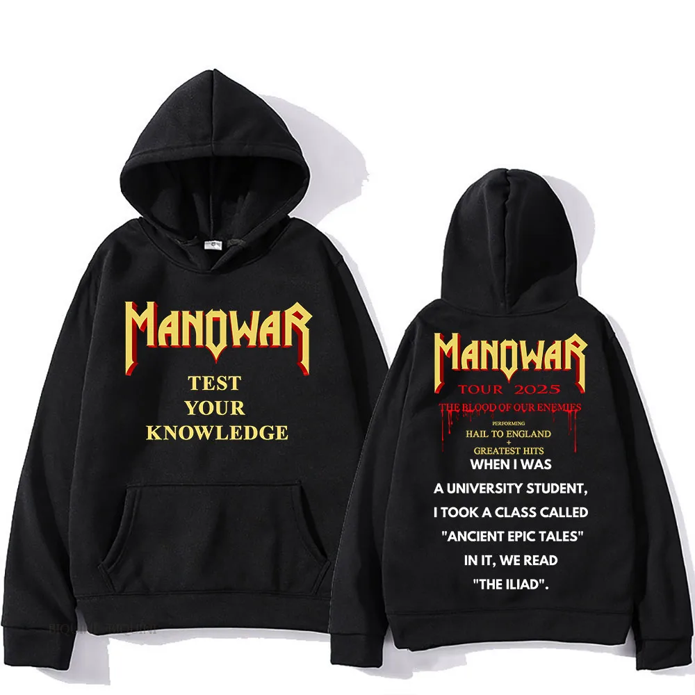 Heavy Metal Music Hooded Manowar With Hooded Harajuku Fashion Sweatshirt Long Sleeve Fleece Clothes Moletom Vintage Pullovers