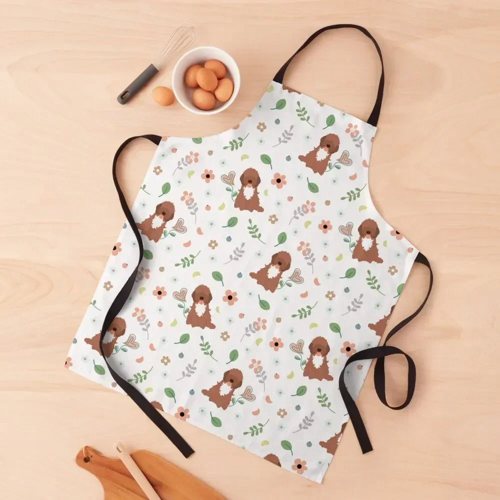 Love Chocolate Brown White Cockapoo Cavapoo Cavoodle Apron women's kitchens bib Kitchen Novel Kitchen Accessories Apron