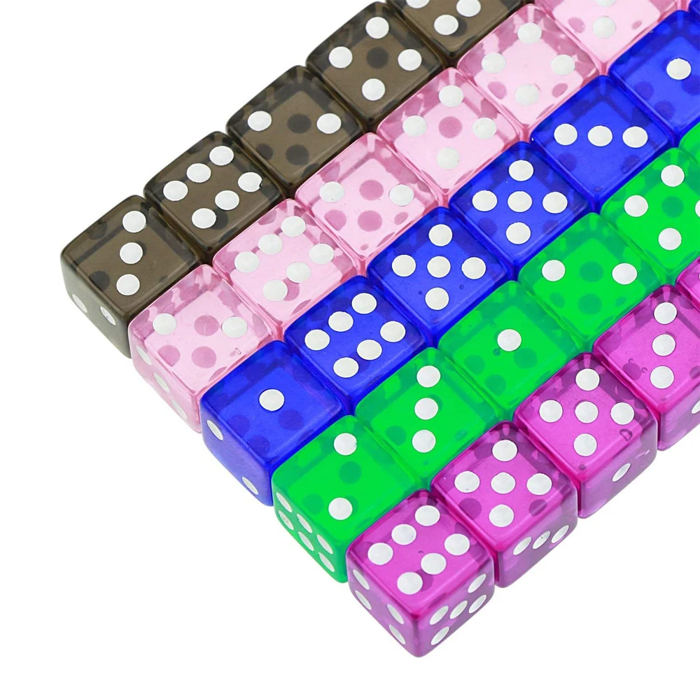 10pcs/pack Colors Acrylic Dice 16mm Square Corner Transparent Cubes #16 High Quality Boutique Dots Game Dice