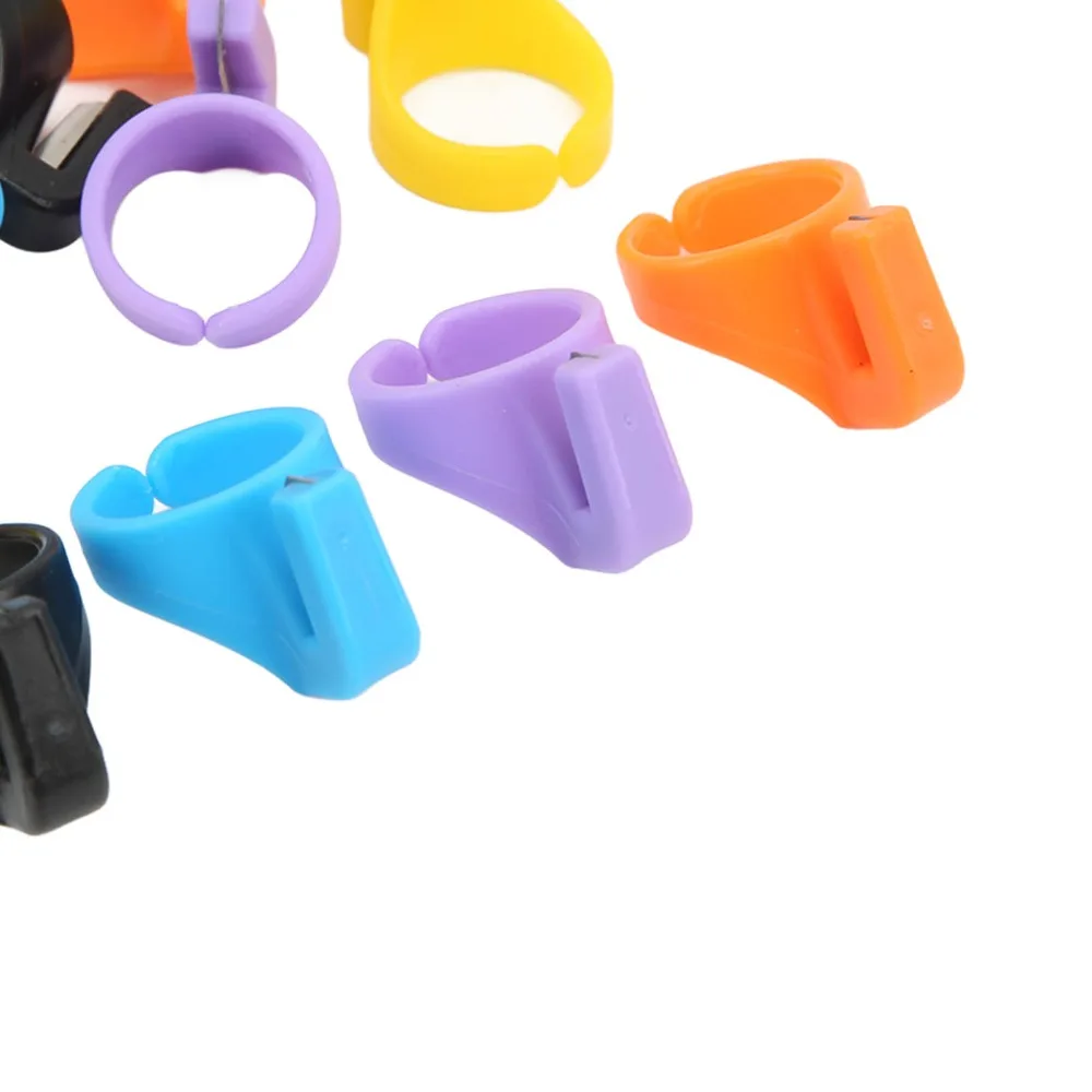 10pcs Durable Plastic Ring Cutter Different Colors Ergonomic Design Thread Cutter Plastic Thimble Set Embroidery
