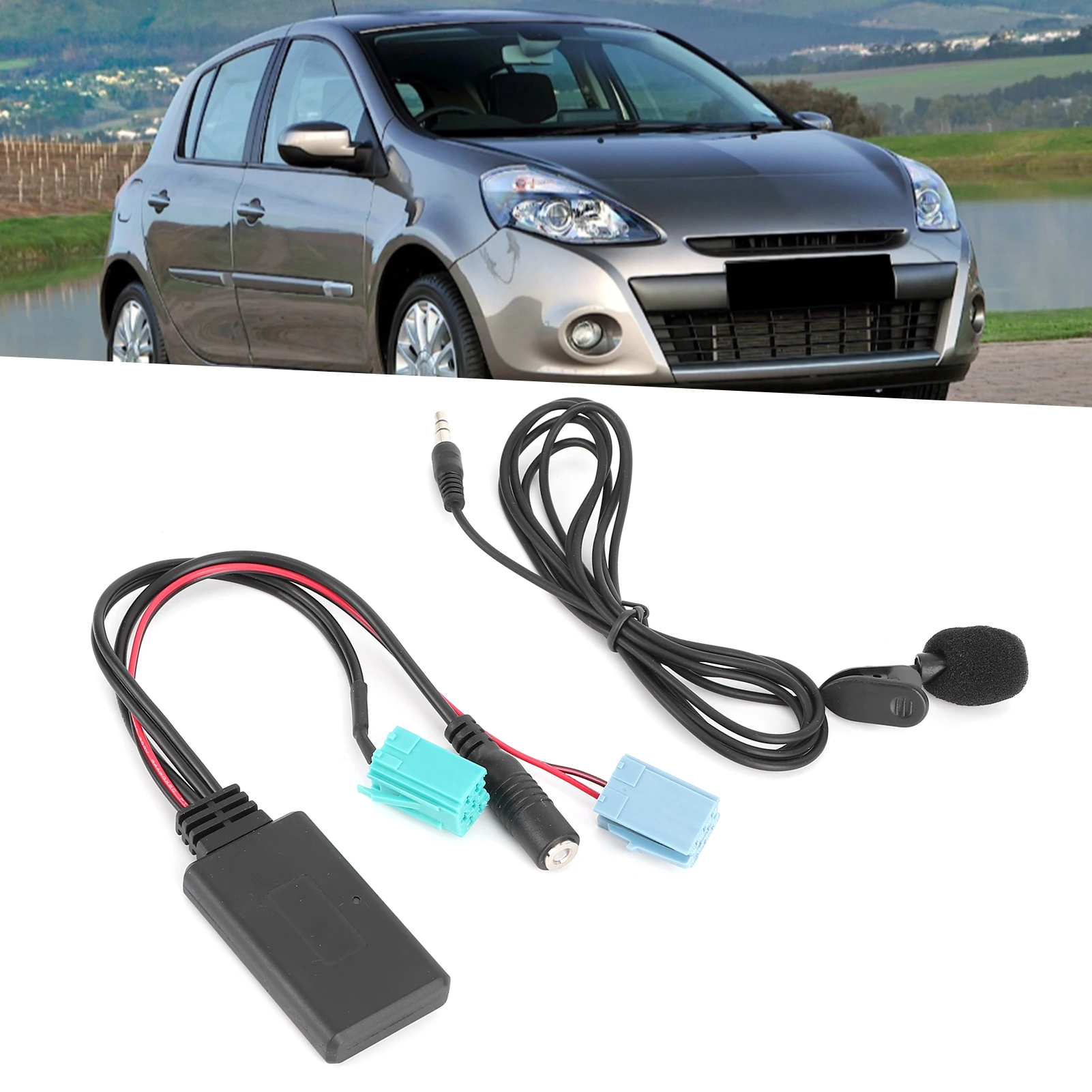 

6Pin Bluetooth Audio Cable Car Stereo AUX‑IN Adapter With Microphone Fit For Reynolds Clio/Espace/Megane