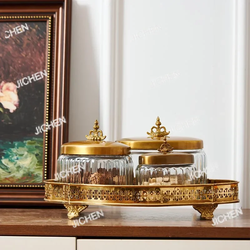 

Креативная овальная банка HN Sarada: Европейская роскошь для дома, настольный декор, стеклянная банка с латунной крышкой, украшение для хранения