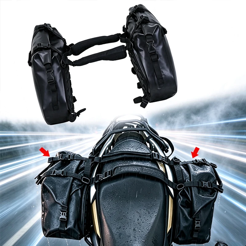 2PCS Waterproof Motorcycle Bag 18L/28L Motorcycle Pannier Bag Saddlebags Universal Motorcycle Large Capacity Saddle Side Bags