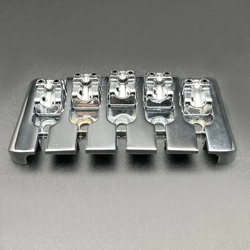 Vintage 5-String Bass Bridge Saddle 95x49.5MM Bottom Through String Spacing 16.5MM Bass Fixed Bridge Black/Gold/Chrome