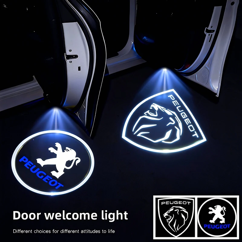 Projecteurs de bienvenue pour portières de voiture, 2 pièces, accessoires pour Peugeot 206 307 308 207 3008 208 407 508 2008 5008 301