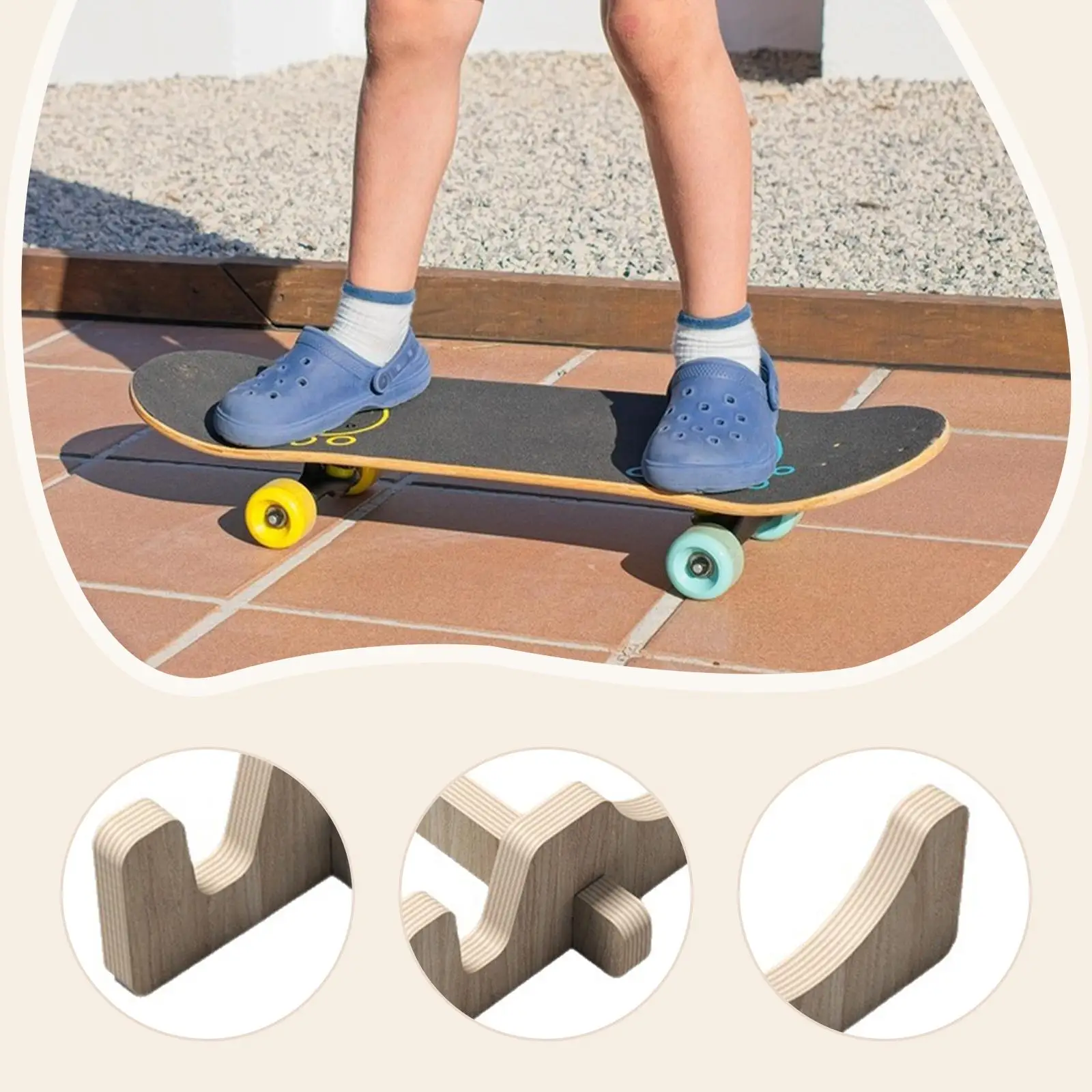 

Lightweight Wooden Skateboard Holder Upright Rack Multipurpose Storage Solution for Sports Boards Display