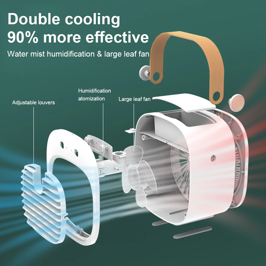 

Портативный мини-кондиционер, беспроводной воздушный охладитель, USB перезаряжаемый охлаждающий вентилятор, портативный кондиционер для комнаты, кемпинга, автомобилей