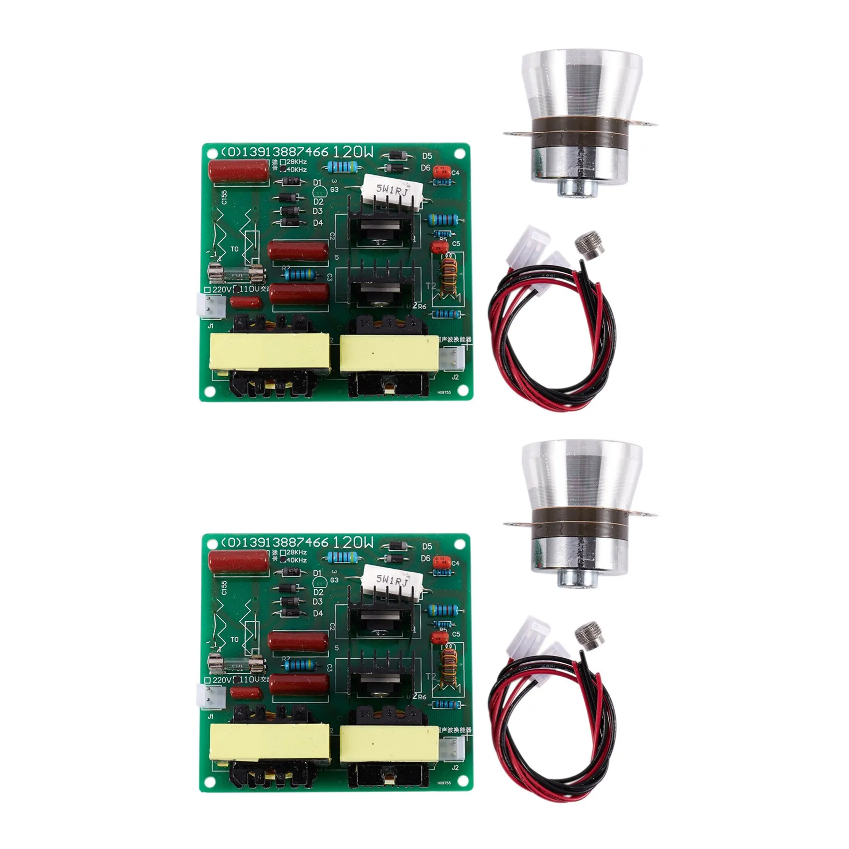 Hot-2X Ac 110V 100W 40K Ultrasonic Cleaner Power Driver Board+2Pcs 60W 40K Transducer For Ultrasonic Cleaning Machines