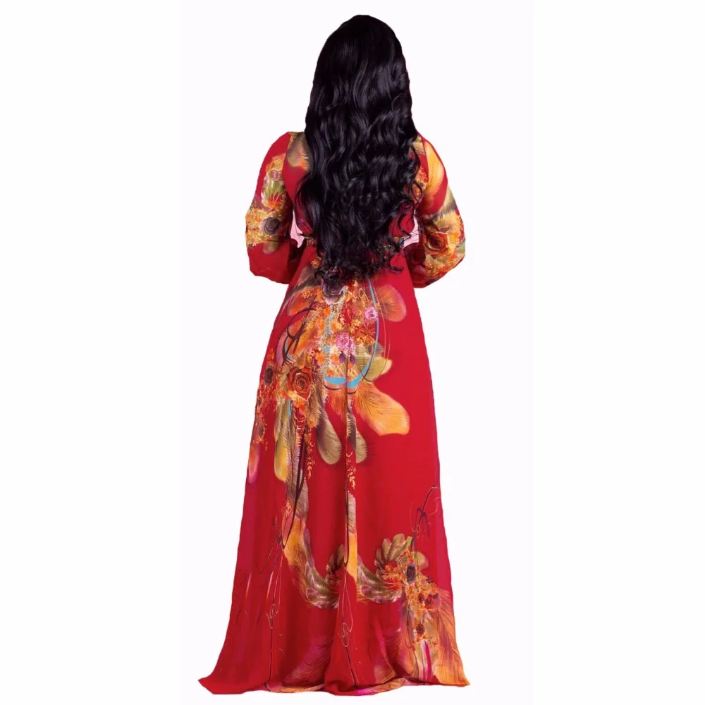 HAOOHU-Vestido largo de gasa para mujer, prenda elegante, informal, Bohemia, talla grande 5XL